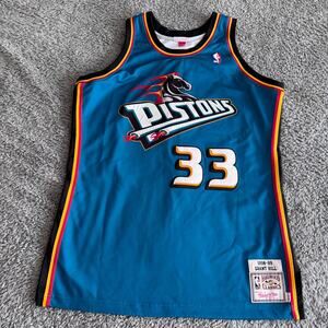 Authentic Mitchell & Ness Grant Hill Pistons 98-99 Away Teal Jersey Tailored 44
